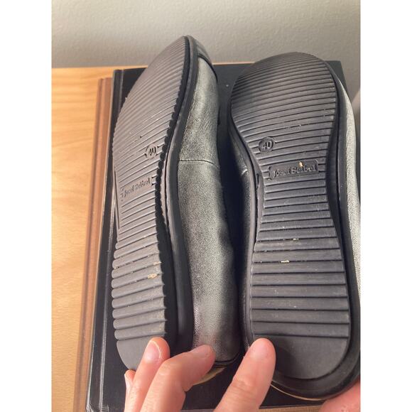 Joseph Seibel Pippa Ballet Cap Toe Black Patent Silver Flats ~ Sz 40 Ah Comfort! - Picture 4 of 7